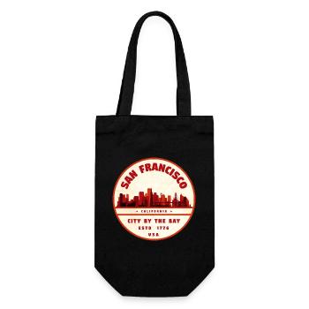 Vintage Badge: San Francisco Skyline - Geschenkbeutel für Flaschen - Schwarz - Vorne