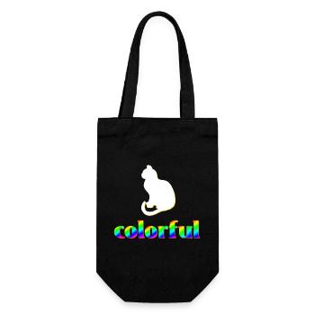 Colorful V2, katzen Sprüche, silhouetten - Geschenkbeutel für Flaschen - Schwarz - Vorne