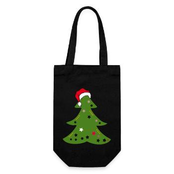 Tannenbaum, Weihnachten - Geschenkbeutel für Flaschen - Schwarz - Vorne