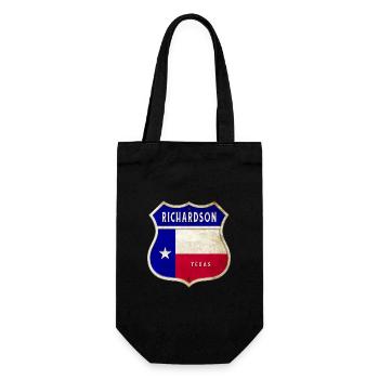 Richardson Texas Wappen Flaggen Design - Geschenkbeutel für Flaschen - Schwarz - Vorne