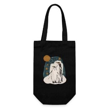 Pair of penguins on winter/Christmas background - Gift Bag for Bottles - black - Front