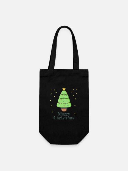 Frohe Weihnachten - Geschenkbeutel für Flaschen - Schwarz