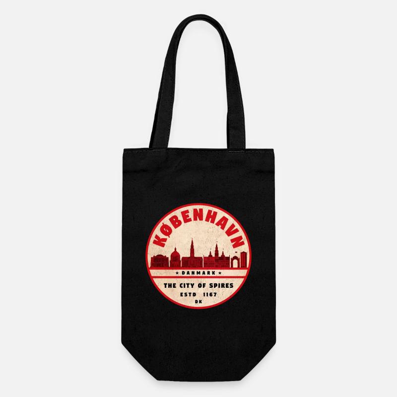 Copenhagen Skyline Vintage Seal - Gift Bag for Bottles - black