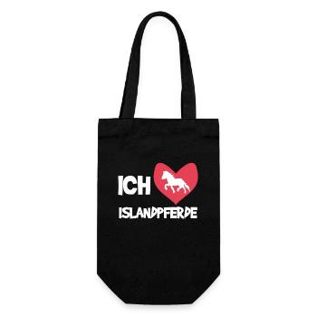 Herz Statement Pferdeliebe Ich Liebe Pferde - Geschenkbeutel für Flaschen - Schwarz - Vorne