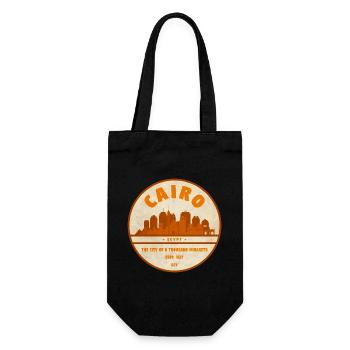 Kairo Retro Stadtsilhouette Badge - Geschenkbeutel für Flaschen - Schwarz - Vorne
