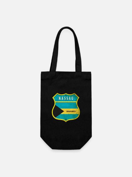 Nassau Bahamas Flaggen Wappen Design - Geschenkbeutel für Flaschen - Schwarz