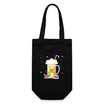 Weihnachtliches Bier - Geschenkbeutel für Flaschen - Schwarz - Vorne