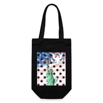 USA, Freiheitsstatue - Geschenkbeutel für Flaschen - Schwarz - Vorne