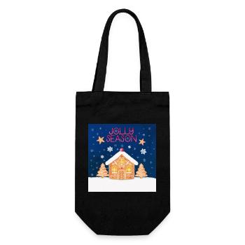 Fröhliche Weihnachtszeit mit Lebkuchen und Keksen - Geschenkbeutel für Flaschen - Schwarz - Vorne