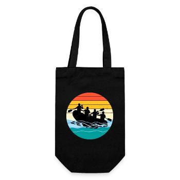 Vintage Retro Rafting Team Raft White Water Rafter - Gift Bag for Bottles - black - Front