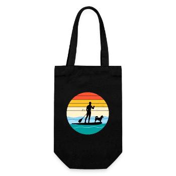 Paddleboarding Paddleboard Paddel Wassersport Hund - Geschenkbeutel für Flaschen - Schwarz - Vorne