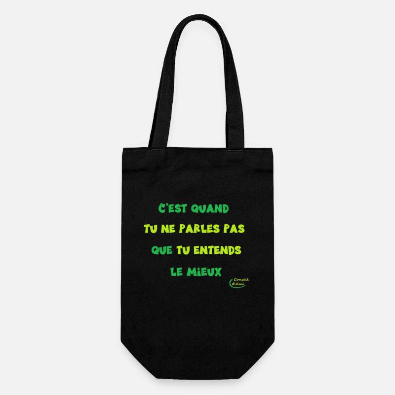 65 - Se taire et écouter - Sac à bouteille - noir
