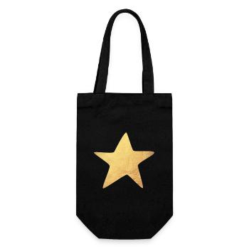 Stern Gold Weihnachten Symbol Luxus Deko exklusiv - Geschenkbeutel für Flaschen - Schwarz - Vorne