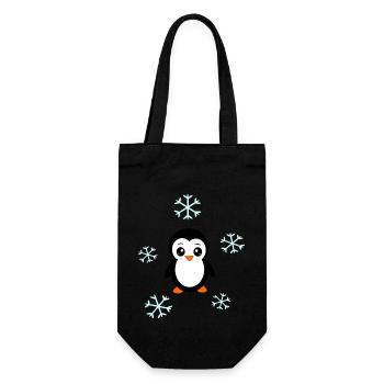 Pinguin im Schnee Schneeflocke Weihnachten - Geschenkbeutel für Flaschen - Schwarz - Vorne