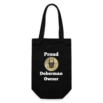 Dobermannspruch, Proud Doberman Owner - Geschenkbeutel für Flaschen - Schwarz - Vorne
