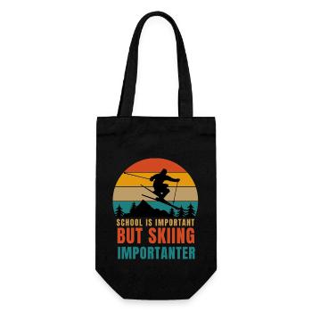 school is important but skiing importanter - Gift Bag for Bottles - black - Front