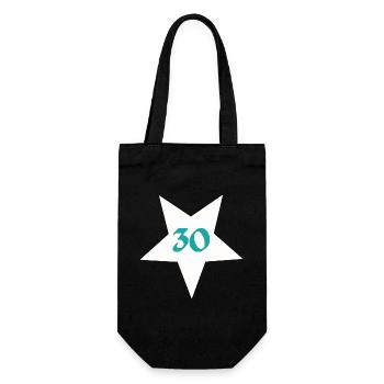 was zum schenken, 30 sternmotiv - Geschenkbeutel für Flaschen - Schwarz - Vorne