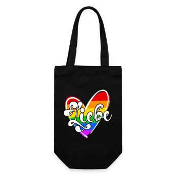 Regenbogen Lgbt Herz Menschenrechte Beziehung - Geschenkbeutel für Flaschen - Schwarz - Vorne