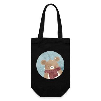 Ours doré sucré en hiver quand il neige - Sac à bouteille - noir - Devant