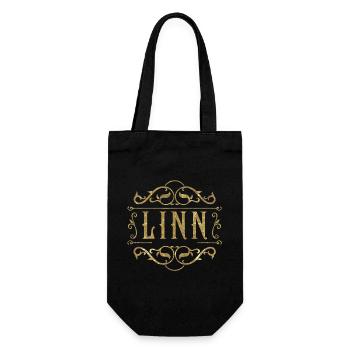 Linn gold - Geschenkbeutel für Flaschen - Schwarz - Vorne