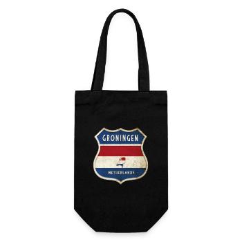 Groningen Niederlande Wappen Design - Geschenkbeutel für Flaschen - Schwarz - Vorne