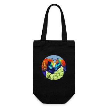 Horse Couple Popart Circle Design - Gift Bag for Bottles - black - Front