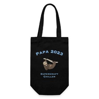Papa 2023 mit Superkraft Chillen, Faultier - Geschenkbeutel für Flaschen - Schwarz - Vorne