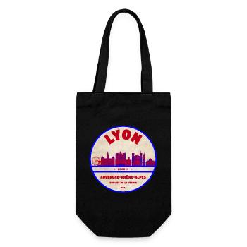 Écusson de la Skyline Vintage de Lyon - Sac à bouteille - noir - Devant