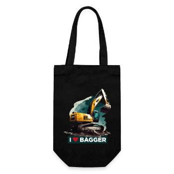 I Love Bagger, - Geschenkbeutel für Flaschen - Schwarz - Vorne