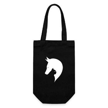 Horse and cat cute silhouette - Gift Bag for Bottles - black - Front