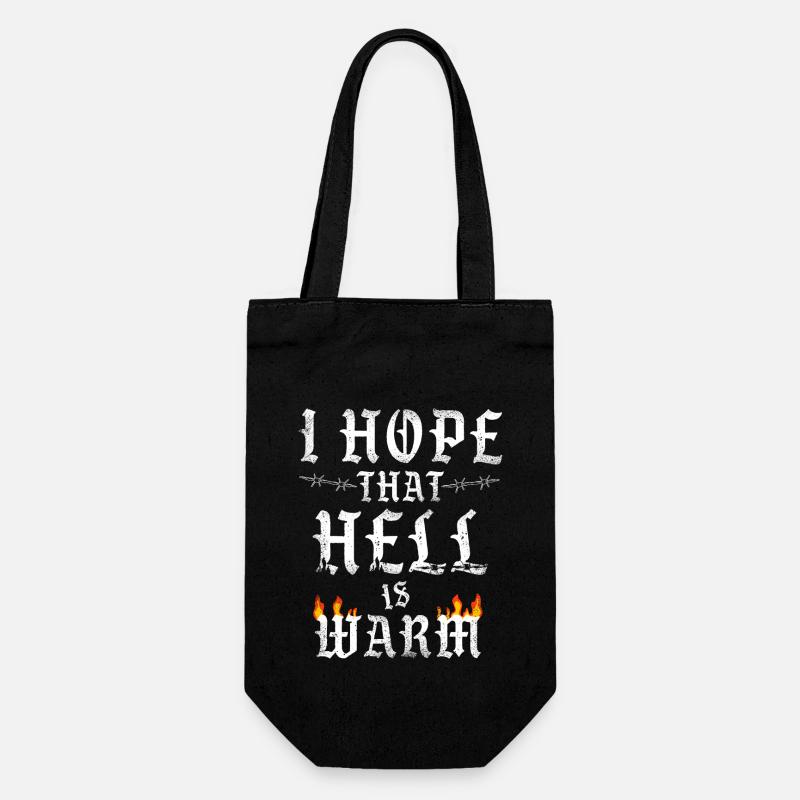 I Hope That Hell is Warm Statement Hell Flames - Gift Bag for Bottles - black