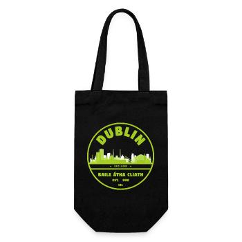 Dublin Skyline Stamp - Gift Bag for Bottles - black - Front