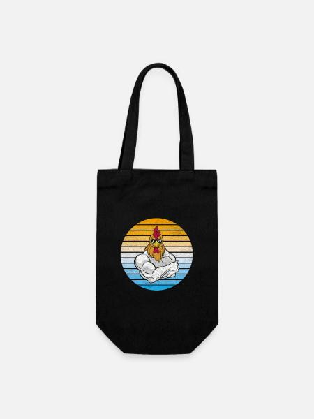 Huhn mit cooler Vintage Sonnenbrille - Geschenkbeutel für Flaschen - Schwarz