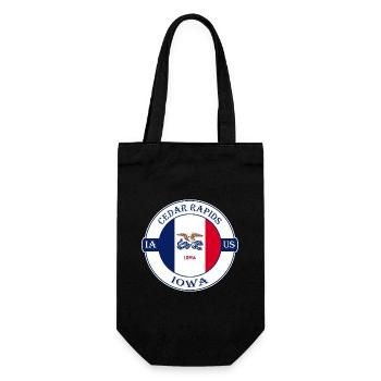 Cedar Rapids Iowa Flagge USA Reise Souvenir Abzeichen - Geschenkbeutel für Flaschen - Schwarz - Vorne
