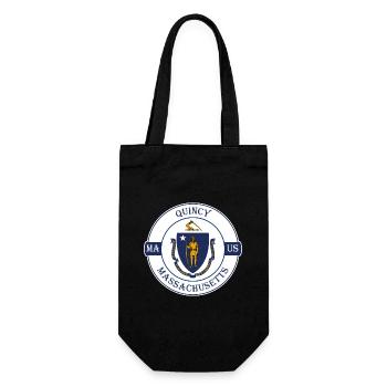 Quincy Massachusetts Flag USA Souvenir Badge - Gift Bag for Bottles - black - Front
