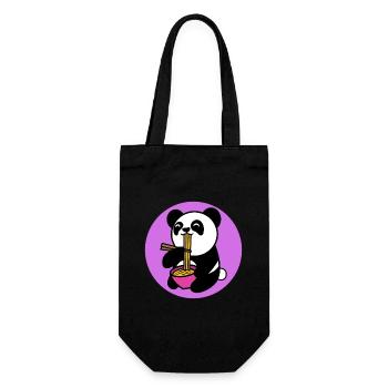 Panda Manga Anime Comic Popkultur Japanisch - Geschenkbeutel für Flaschen - Schwarz - Vorne