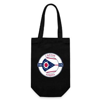 Canton Ohio Flagge USA Reise Souvenir Abzeichen - Geschenkbeutel für Flaschen - Schwarz - Vorne