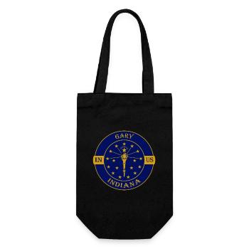 Gary Indiana Flag USA Travel Souvenir Badge - Gift Bag for Bottles - black - Front