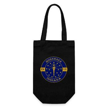 Mishawaka Indiana Flag USA Travel Souvenir Badge - Gift Bag for Bottles - black - Front