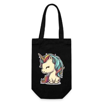 Licorne colorée douce mignonne bande dessinée bande dessinée - Sac à bouteille - noir - Devant