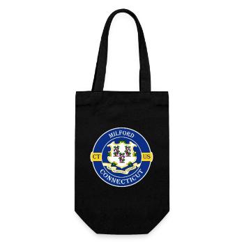 Milford Connecticut Flag USA Travel Souvenir Badge - Gift Bag for Bottles - black - Front