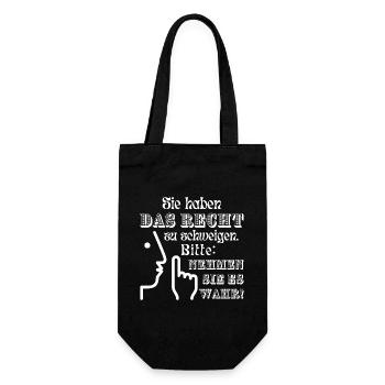 Sie haben das Recht zu schweigen Spruch in hell - Geschenkbeutel für Flaschen - Schwarz - Vorne