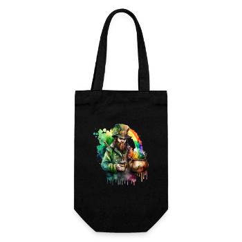 Aquarelles de lutin avec chapeau et pot arc-en-ciel - Sac à bouteille - noir - Devant