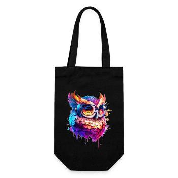 Hibou de fête en tant qu’oiseau coloré comme une œuvre d’art cool - Sac à bouteille - noir - Devant