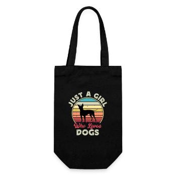 American Hairless Terrier Dog Silhouette Retro - Gift Bag for Bottles - black - Front