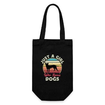Blau Paul Terrier Hund Liebe Silhouette Retro Sonnenuntergang - Geschenkbeutel für Flaschen - Schwarz - Vorne