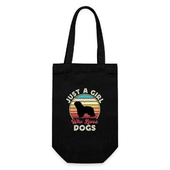 Cao Da Serra De Aires Hund Silhouette Retro Sonnenuntergang - Geschenkbeutel für Flaschen - Schwarz - Vorne
