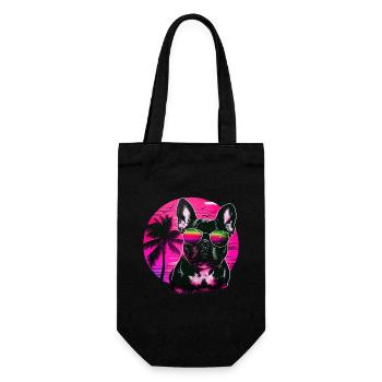 Cute Bulldog - Dog with sunglasses on the beach - Gift Bag for Bottles - black - Front