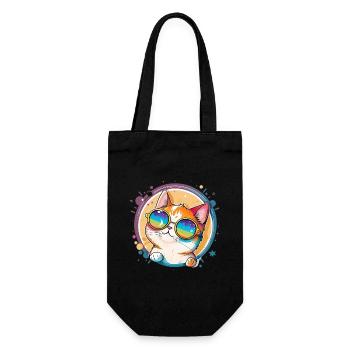 Funny cat with sunglasses cat lover - Gift Bag for Bottles - black - Front