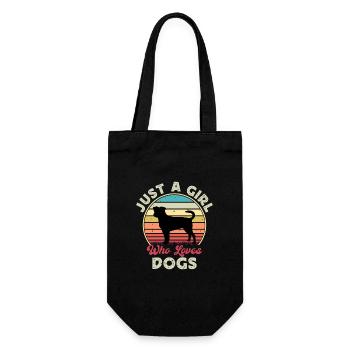 Chien de ferme suédois danois Silhouette Retro Coucher de soleil - Sac à bouteille - noir - Devant
